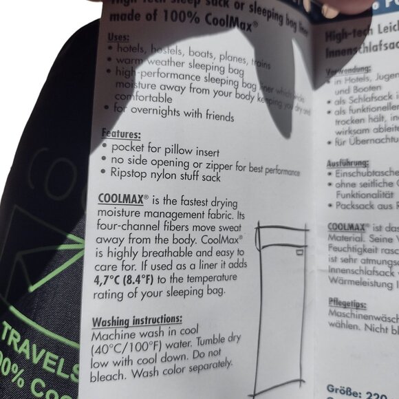 COCOON COOLMAX TRAVEL BLANKET BLACK 86"X33" NWT CAMPING PLANE ROAD TRIP - Picture 4 of 5